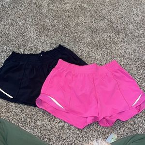 2 pair LULULEMON Hotty Hot shorts 4”